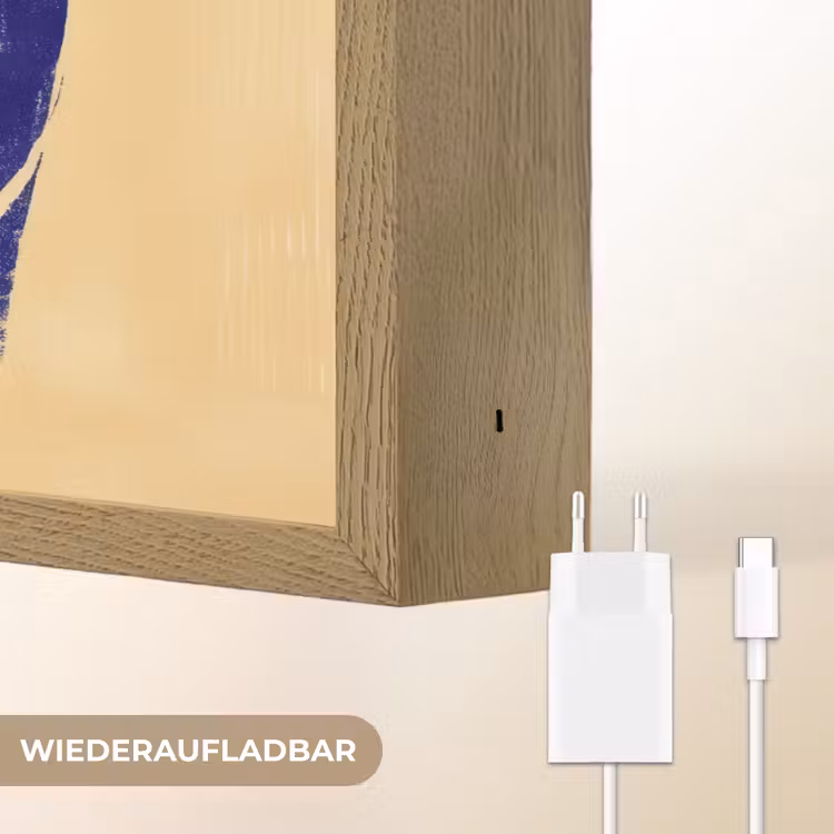 Okergeel - Blauw - Eenvoudige lijnen Light Box met batterij (Wandlamp) middel -USP_websiteoplaadbaarDE