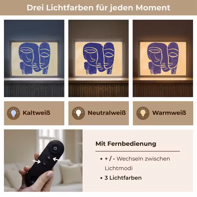 Okergeel - Blauw - Eenvoudige lijnen Light Box met batterij (Wandlamp) middel -USP_lichtkleurDE