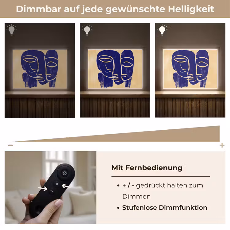 Okergeel - Blauw - Eenvoudige lijnen Light Box met batterij (Wandlamp) middel -USP_dimbaarDE