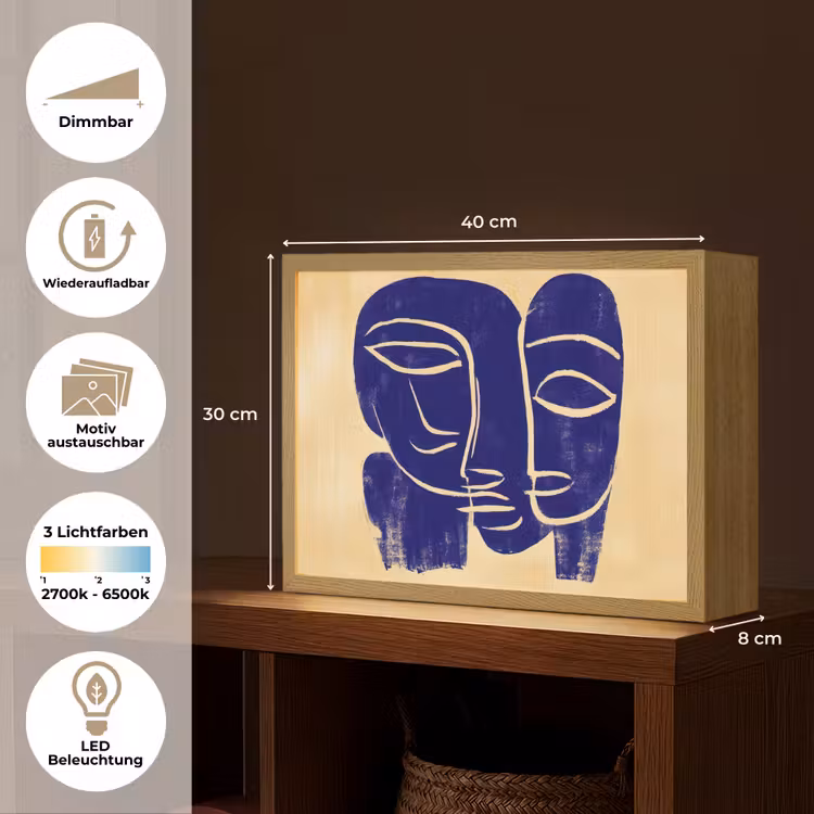 Okergeel - Blauw - Eenvoudige lijnen Light Box met batterij (Wandlamp) middel -USP_websiteoverzichtDE