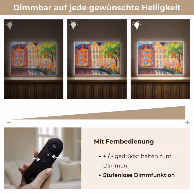 Olieverf - Amsterdam - Kunst - Kleurrijk Light Box met batterij (Wandlamp) middel -USP_dimbaarDE
