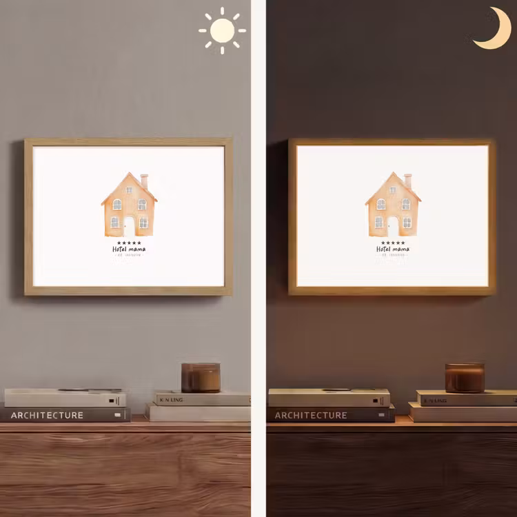 Oranje - Huisje - Quote - Hotel Light Box met batterij (Wandlamp) middel -sfeer3