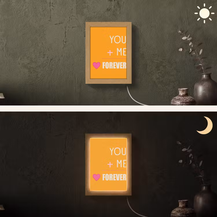 Oranje - Love - Valentijn Light Box met kabel (Wandlamp) klein -sfeer3