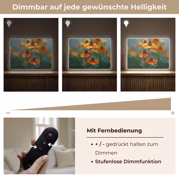 Oranje bloemen - Levendig - Wazige achtergrond Light Box met batterij (Wandlamp) middel -USP_dimbaarDE