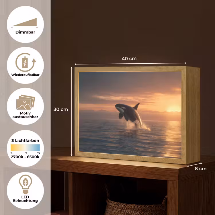 Orka - Zee - Zonsondergang Light Box met batterij (Wandlamp) middel -USP_websiteoverzichtDE