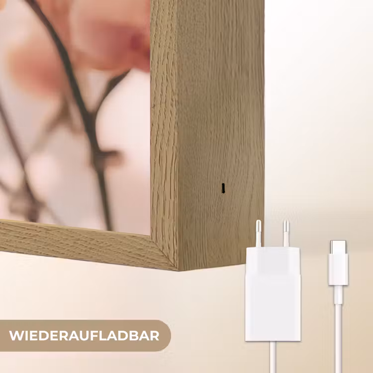 Orchidee - Bloemen - Roze - Bloemblaadjes Light Box met batterij (Wandlamp) middel -USP_websiteoplaadbaarDE
