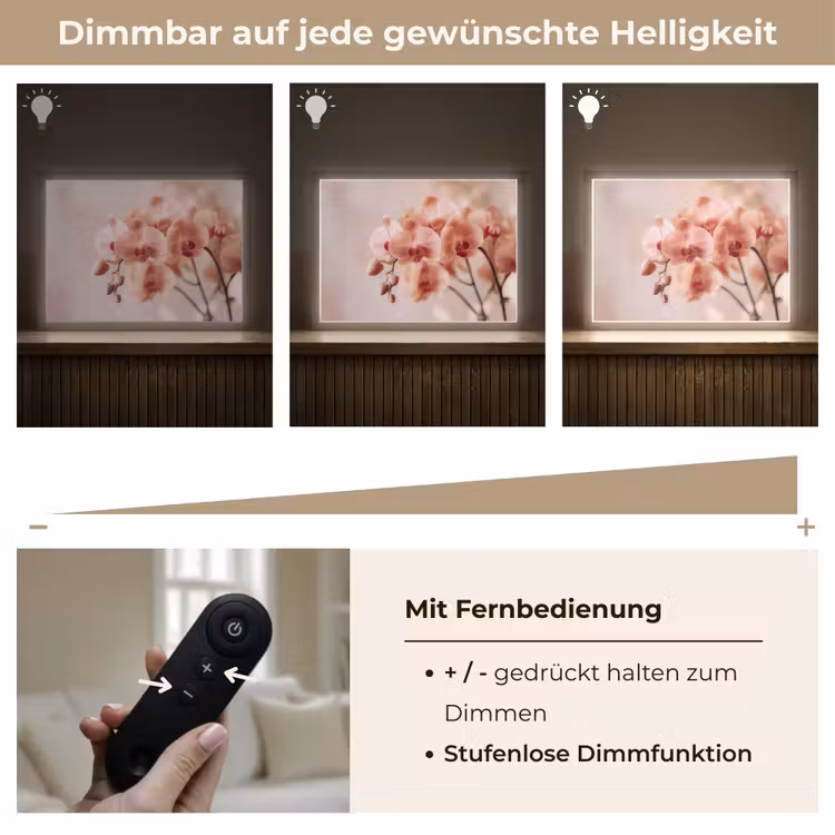 Orchidee - Bloemen - Roze - Bloemblaadjes Light Box met batterij (Wandlamp) middel -USP_dimbaarDE