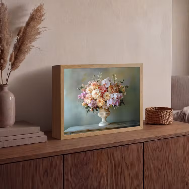 Orchidee - Boeket - Vaas - Bloemen Light Box met batterij (Wandlamp) middel -sfeer2