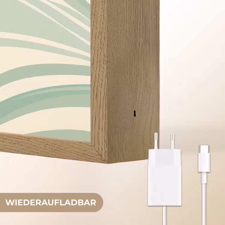Organische lijnen - Mintgroen - Marmer Light Box met batterij (Wandlamp) middel -USP_websiteoplaadbaarDE