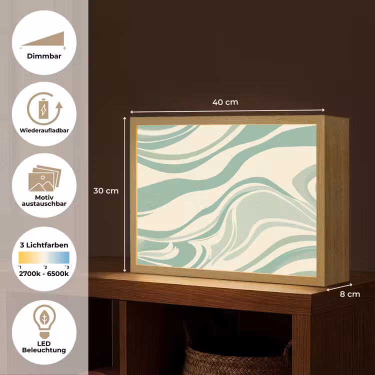 Organische lijnen - Mintgroen - Marmer Light Box met batterij (Wandlamp) middel -USP_websiteoverzichtDE