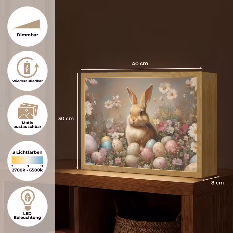 Paashaas - Lente - Paaseieren Light Box met batterij (Wandlamp) middel -USP_websiteoverzichtDE