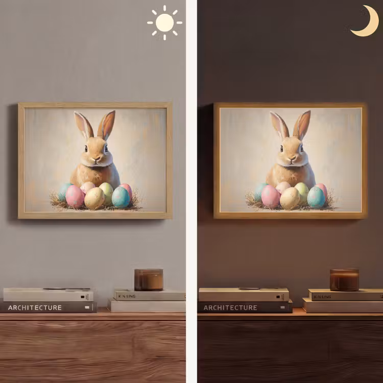 Paashaas - Pastel - Eieren Light Box met batterij (Wandlamp) middel -sfeer3