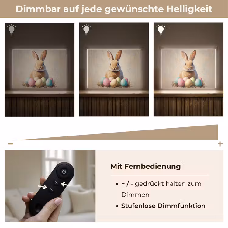 Paashaas - Pastel - Eieren Light Box met batterij (Wandlamp) middel -USP_dimbaarDE
