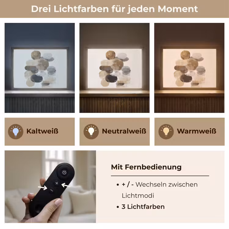 Ovaal - Kleurvlakken - Penseelstreken Light Box met batterij (Wandlamp) middel -USP_lichtkleurDE