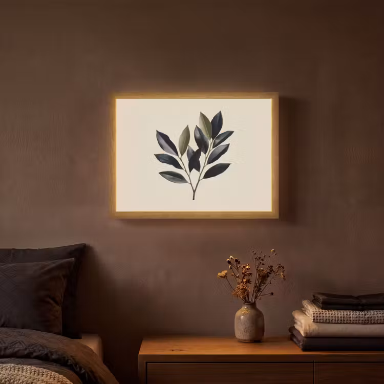 Ovaal - Olijfgroen - Simpel Light Box met batterij (Wandlamp) middel -sfeer4