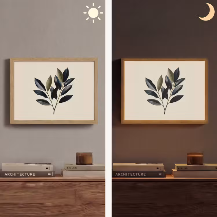 Ovaal - Olijfgroen - Simpel Light Box met batterij (Wandlamp) middel -sfeer3