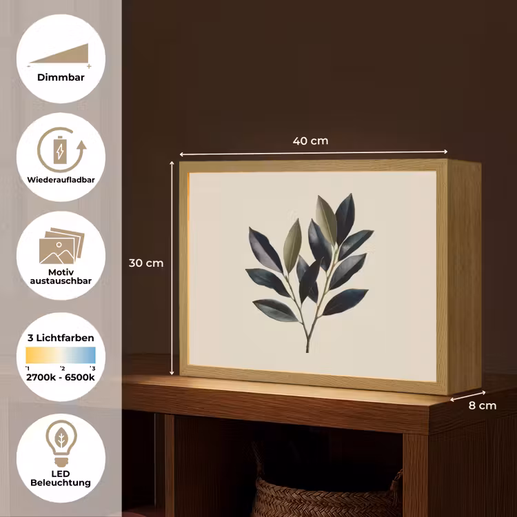 Ovaal - Olijfgroen - Simpel Light Box met batterij (Wandlamp) middel -USP_websiteoverzichtDE