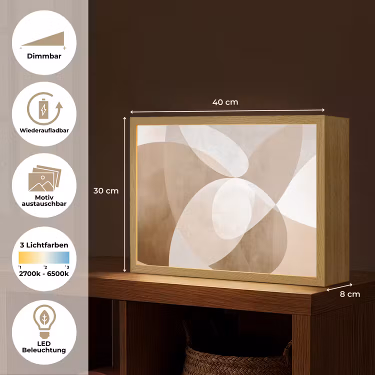 Ovale vormen - Transparant - Zachte overgang Light Box met batterij (Wandlamp) middel -USP_websiteoverzichtDE
