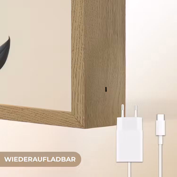Palmblad - Donkere bladen - Subtiel Light Box met batterij (Wandlamp) middel -USP_websiteoplaadbaarDE