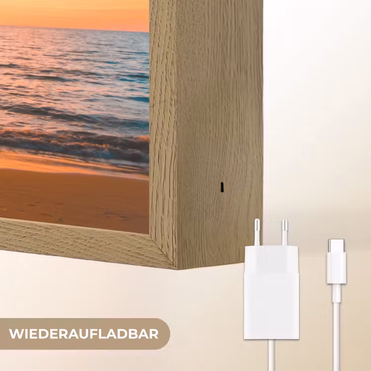 Palm - Zonsondergang - Horizon - Strand - Zee - Tropisch Light Box met batterij (Wandlamp) middel -USP_websiteoplaadbaarDE