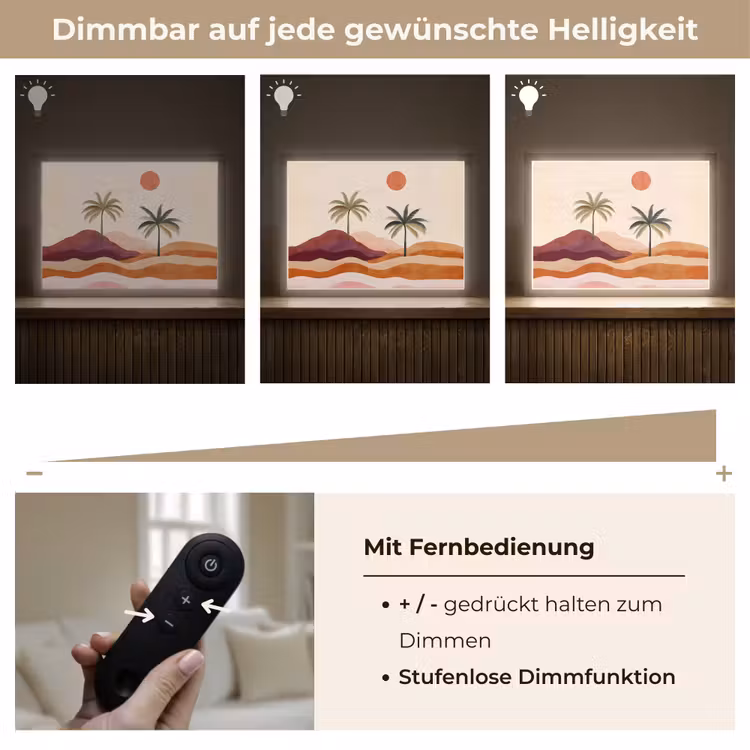Palmbomen - Abstract - Zon - Heuvels Light Box met batterij (Wandlamp) middel -USP_dimbaarDE