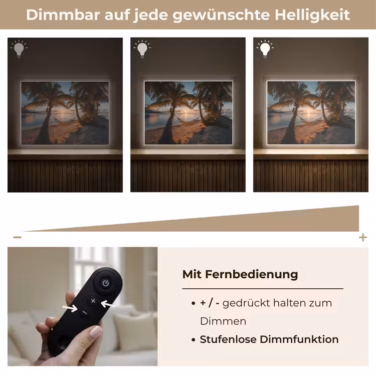 Palmbomen - Hangmat - Strand - Zonsondergang Light Box met batterij (Wandlamp) middel -USP_dimbaarDE