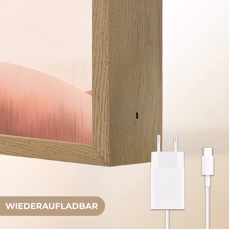 Palmbomen - Heuvels - Minimalistisch - Zachtroze Light Box met batterij (Wandlamp) middel -USP_websiteoplaadbaarDE