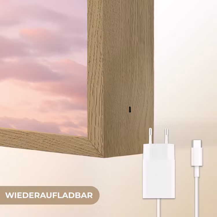 Palmbomen - Paars - Wolken - Lucht Light Box met batterij (Wandlamp) middel -USP_websiteoplaadbaarDE