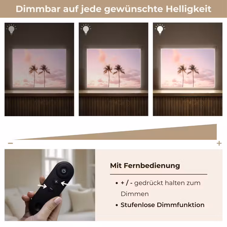 Palmbomen - Paars - Wolken - Lucht Light Box met batterij (Wandlamp) middel -USP_dimbaarDE
