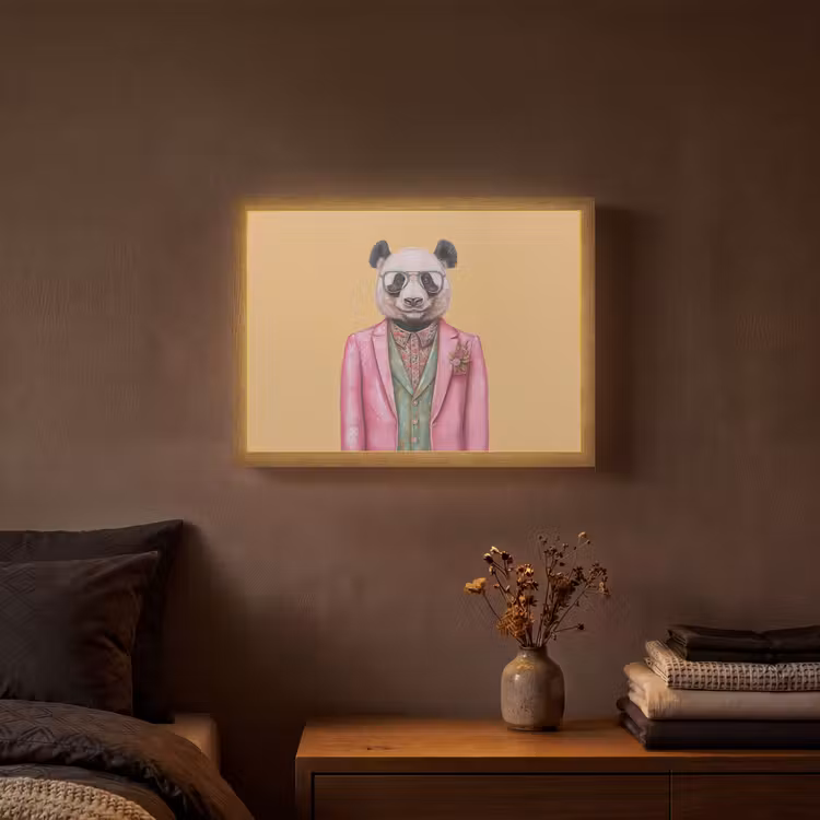 Panda - Pak - Zonnebril - Blauw Light Box met batterij (Wandlamp) middel -sfeer4