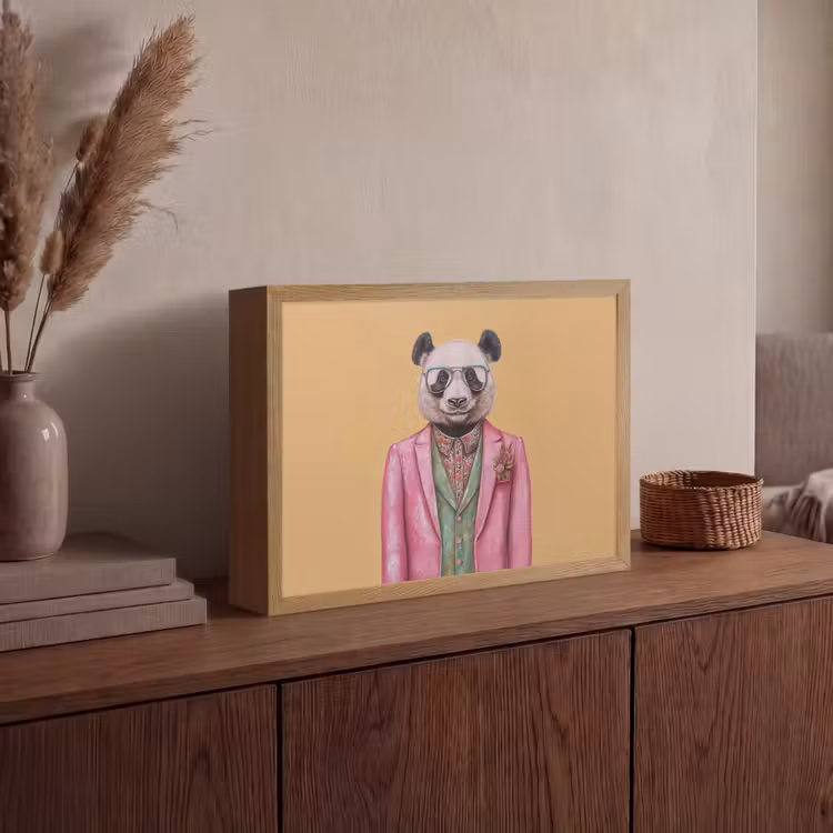 Panda - Pak - Zonnebril - Blauw Light Box met batterij (Wandlamp) middel -sfeer2