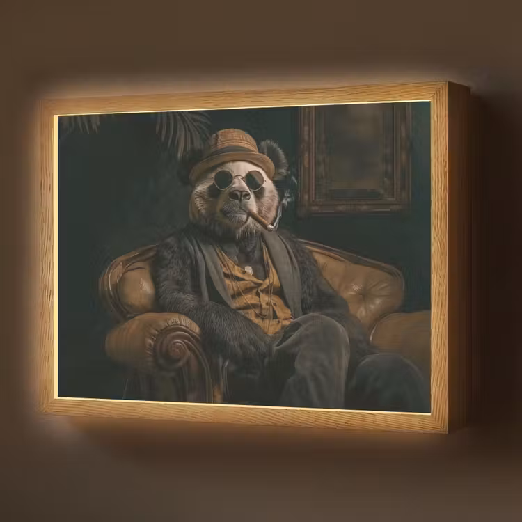 Panda - Hoed - Bril - Pak Light Box met batterij (Wandlamp) middel -z3d_website