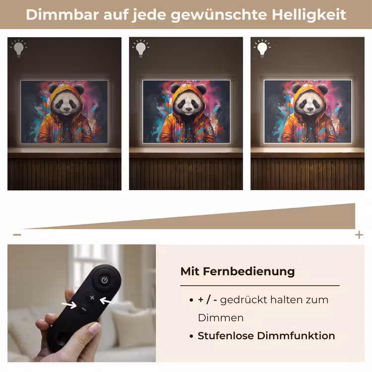 Panda - Jas - Graffiti - Oranje Light Box met batterij (Wandlamp) middel -USP_dimbaarDE