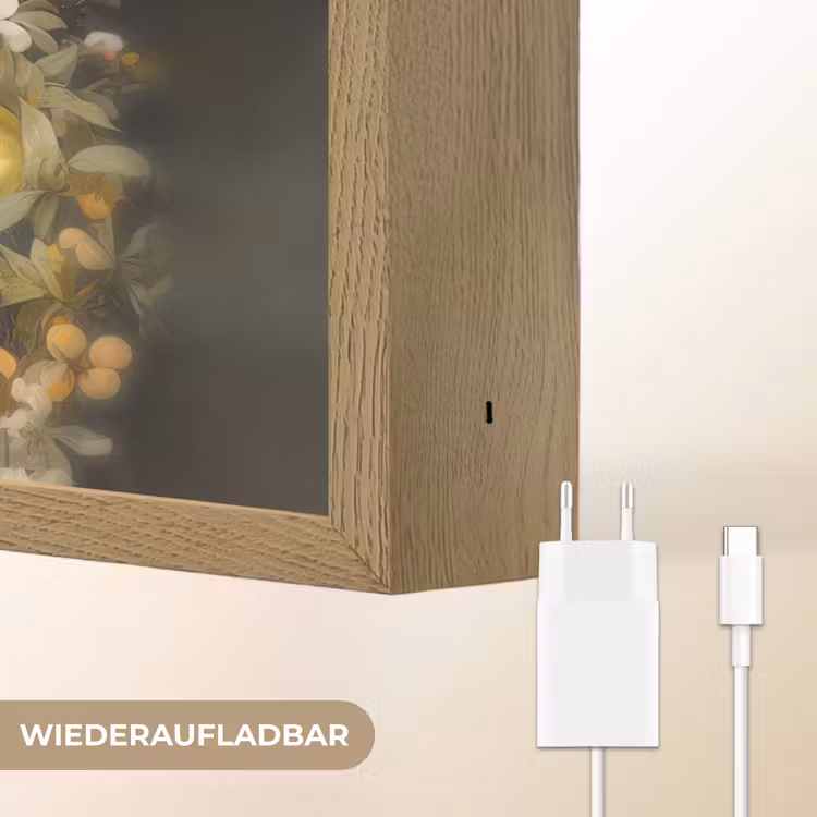 Panda - Pandabeer - Wilde dieren - Natuur - Bloemen Light Box met batterij (Wandlamp) middel -USP_websiteoplaadbaarDE