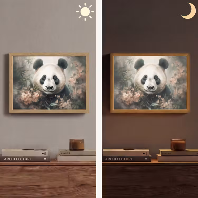 Panda - Dieren - Bloemen - Planten Light Box met batterij (Wandlamp) middel -sfeer3