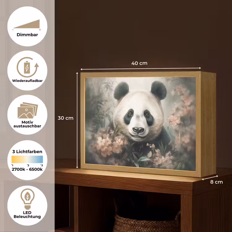 Panda - Dieren - Bloemen - Planten Light Box met batterij (Wandlamp) middel -USP_websiteoverzichtDE