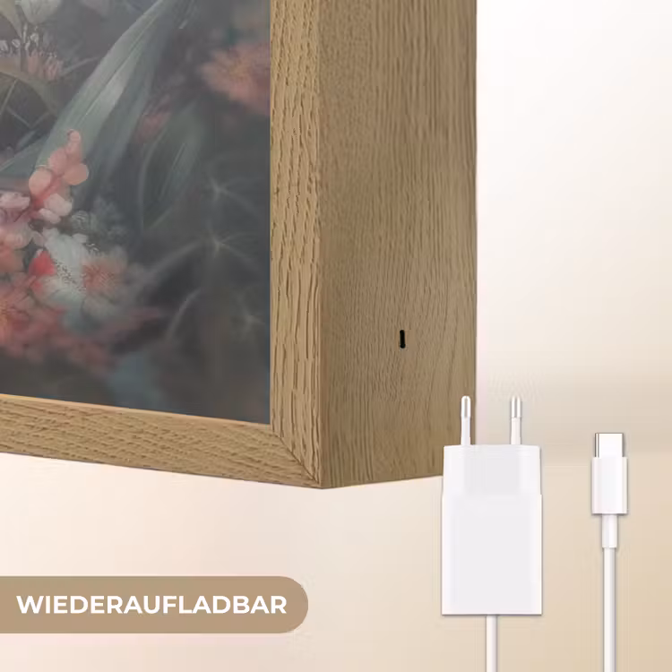 Panda - Wilde dieren - Bloemen - Natuur Light Box met batterij (Wandlamp) middel -USP_websiteoplaadbaarDE