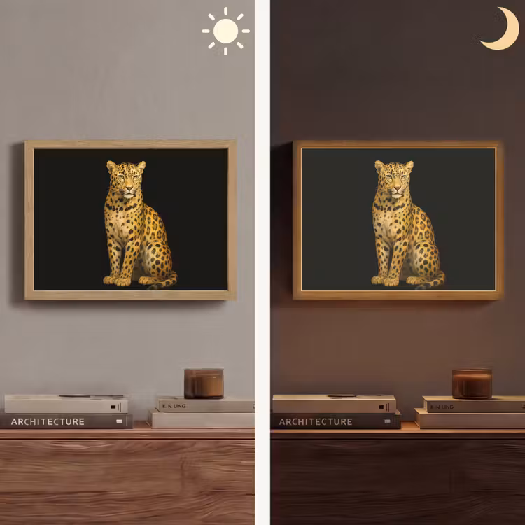 Panter - Realistisch - Bruin Light Box met batterij (Wandlamp) middel -sfeer3