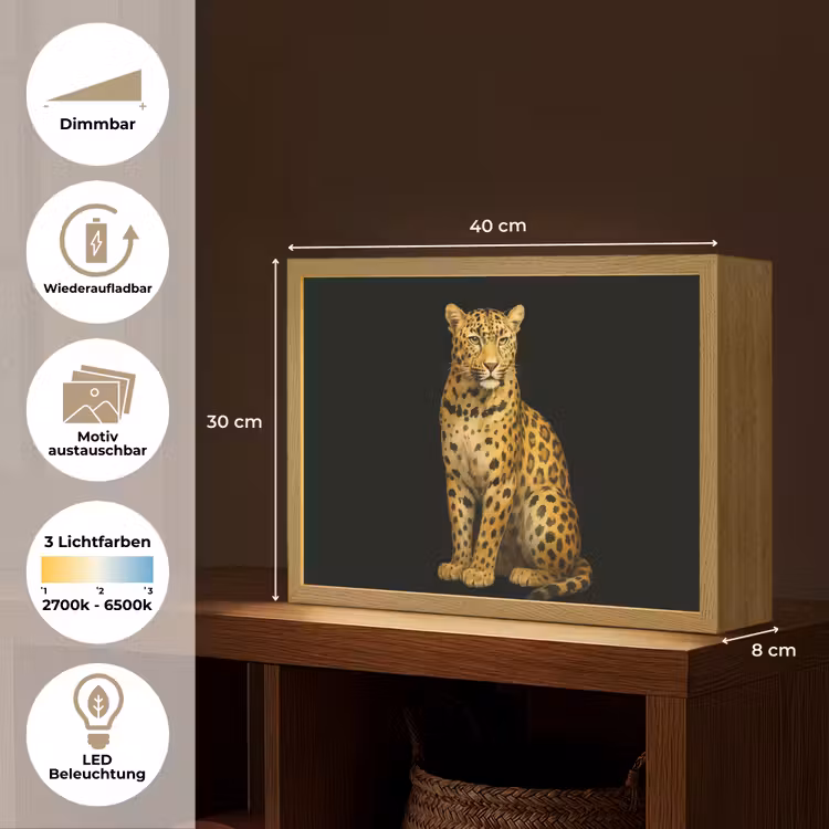 Panter - Realistisch - Bruin Light Box met batterij (Wandlamp) middel -USP_websiteoverzichtDE