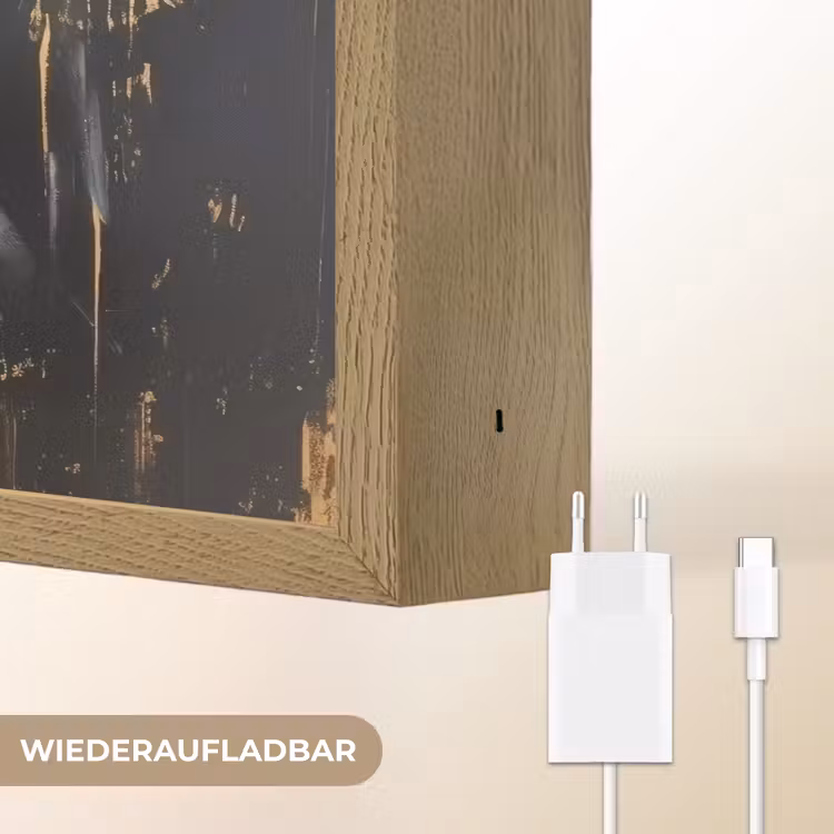 Panter - Zwart - Abstract - Verfstreken Light Box met batterij (Wandlamp) middel -USP_websiteoplaadbaarDE