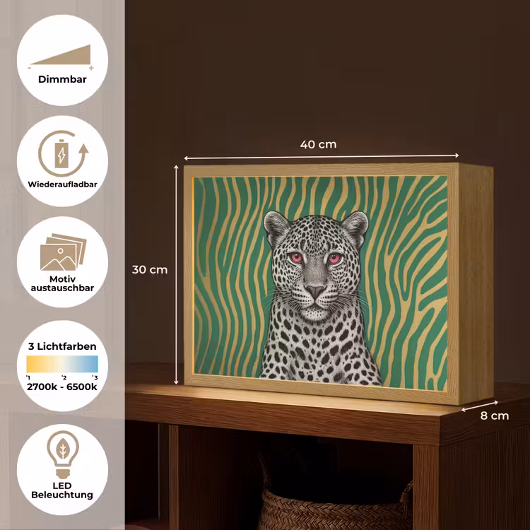 Panter - Zebrapatroon - Groen Light Box met batterij (Wandlamp) middel -USP_websiteoverzichtDE