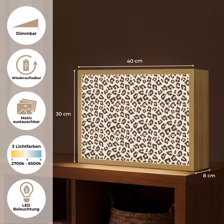 Panterprint - Patroon - Bruin Light Box met batterij (Wandlamp) middel 907 -USP_websiteoverzichtDE