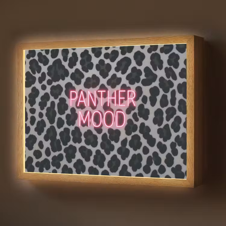 Panterprint - Zwart - Neonletters - Roze Light Box met batterij (Wandlamp) middel -z3d_website