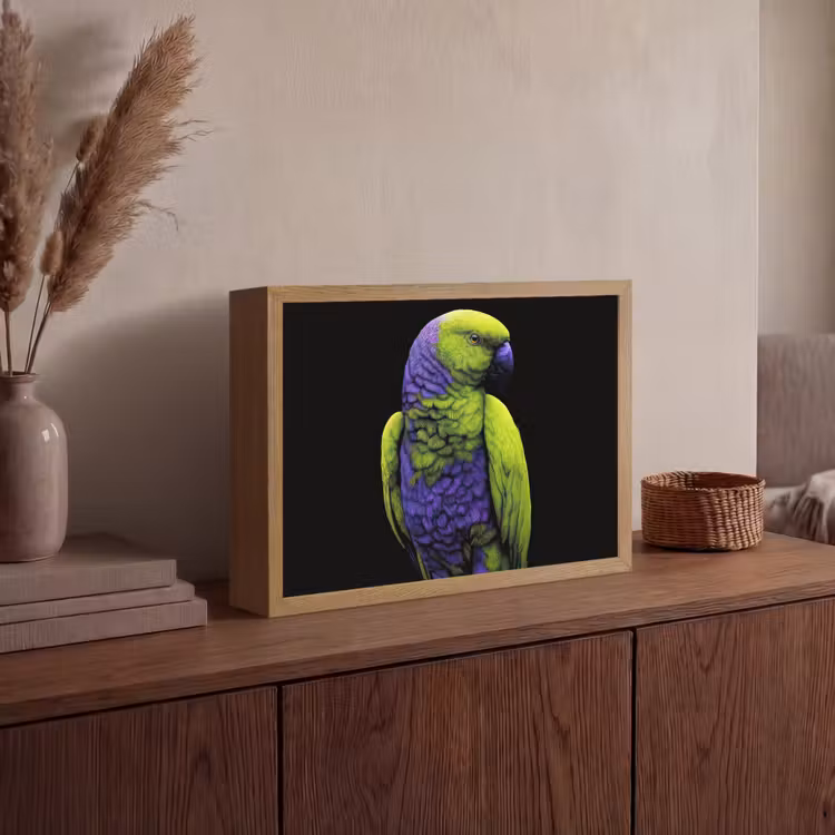 Papegaai - Veren - Opvallend - Groen Light Box met batterij (Wandlamp) middel -sfeer2