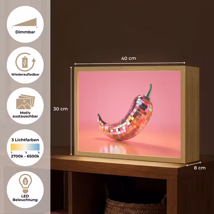Peper - Disco - Rood - Glitter Light Box met batterij (Wandlamp) middel -USP_websiteoverzichtDE
