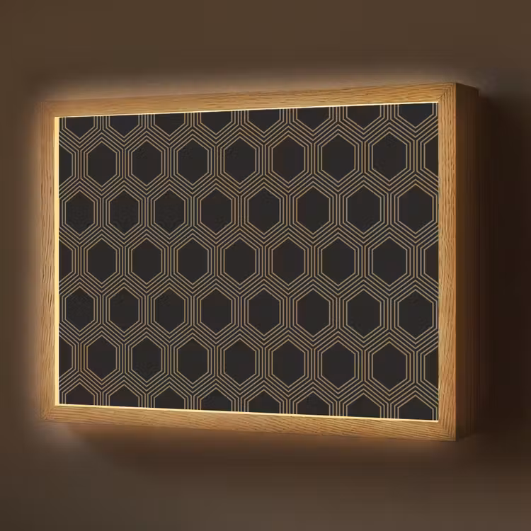 Parallel - Goud - Zwart - Bijenraatmotief Light Box met batterij (Wandlamp) middel 907 -z3d_website
