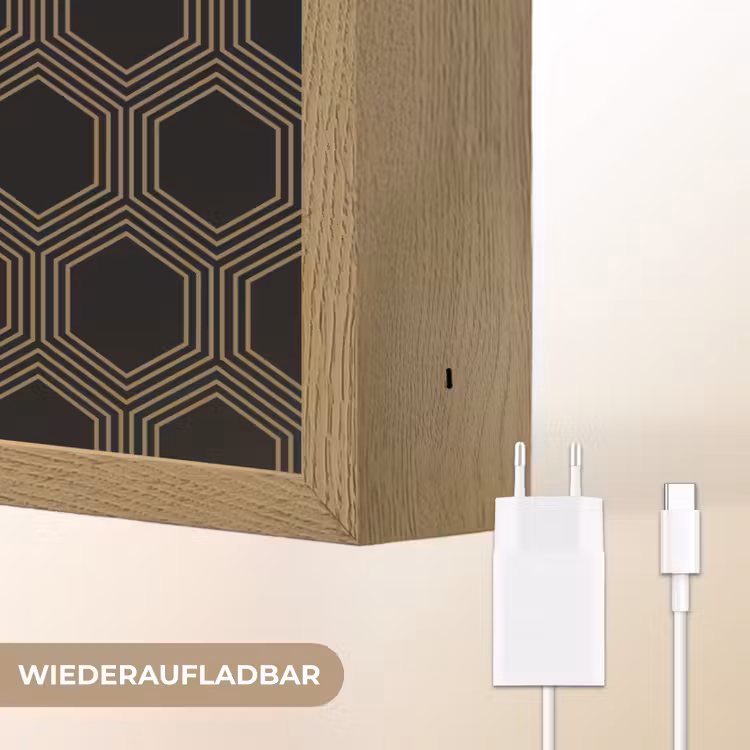 Parallel - Goud - Zwart - Bijenraatmotief Light Box met batterij (Wandlamp) middel 907 -USP_websiteoplaadbaarDE