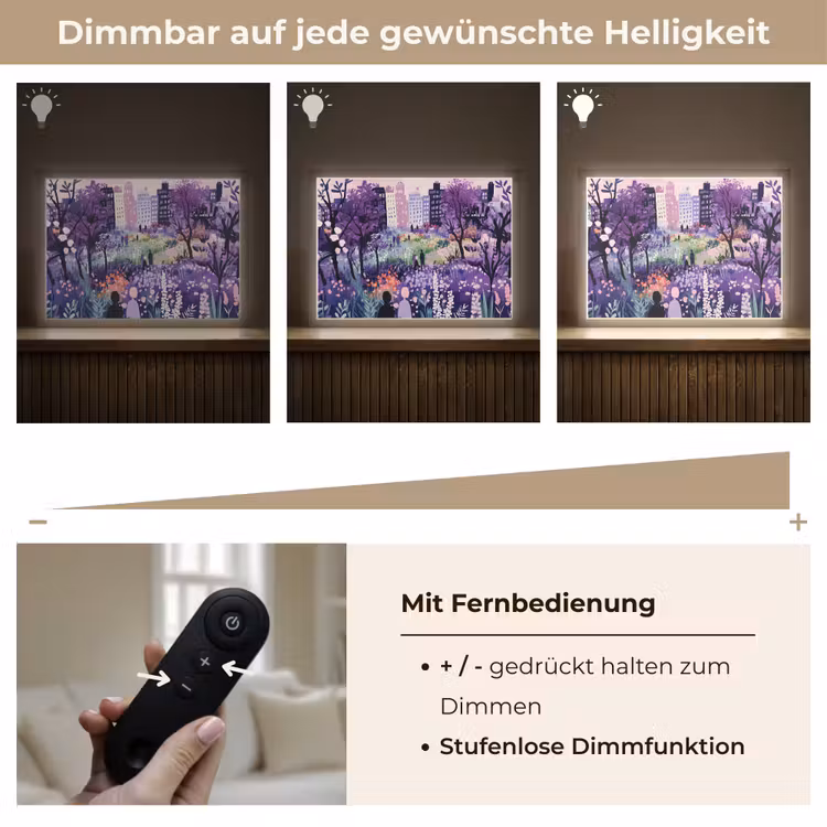 Park - Bomen - Bloemen - Gebouwen Light Box met batterij (Wandlamp) middel -USP_dimbaarDE