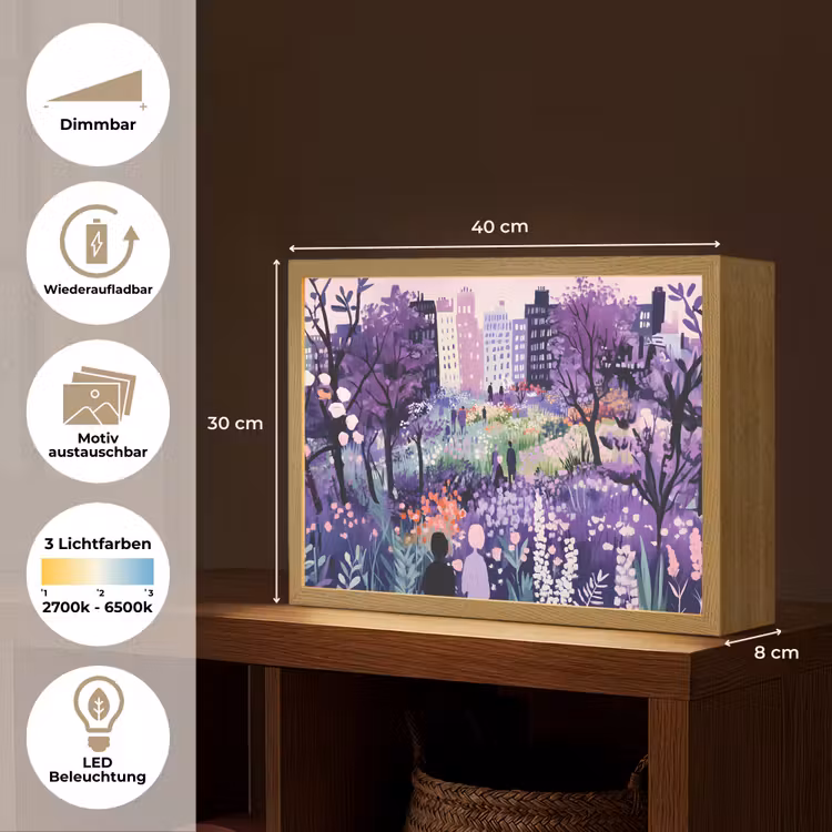 Park - Bomen - Bloemen - Gebouwen Light Box met batterij (Wandlamp) middel -USP_websiteoverzichtDE