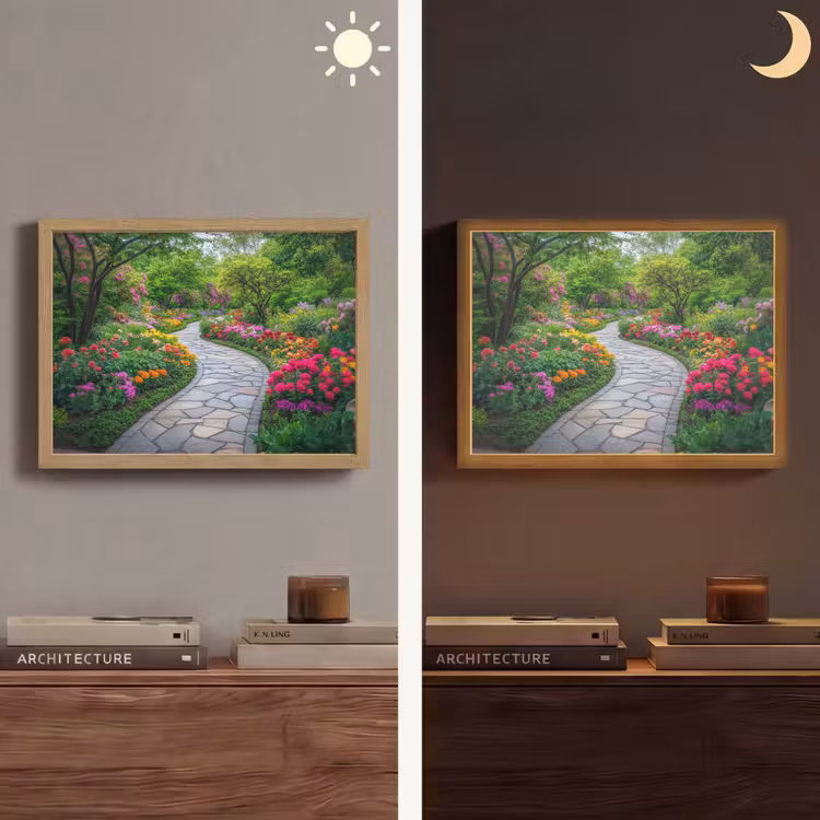 Park - Bloemen - Tuin Light Box met batterij (Wandlamp) middel -sfeer3